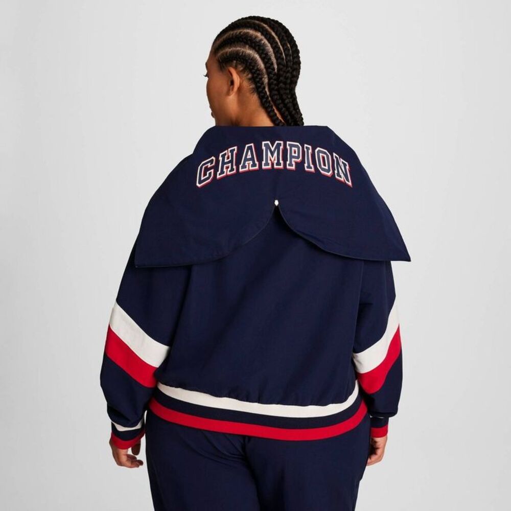 Champion -  Women's Gold Medal Full Zip Nylon Hoodie  Navy Blue - Picture 6 of 6